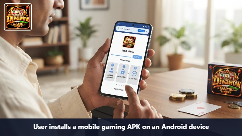 User installs a mobile gaming APK on an Android device
