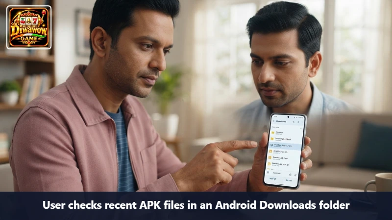 User checks recent APK files in an Android Downloads folder