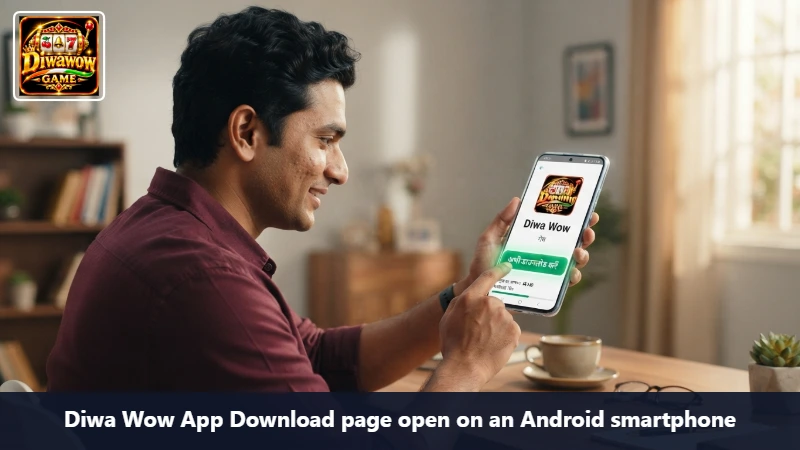 Diwa Wow App Download page open on an Android smartphone